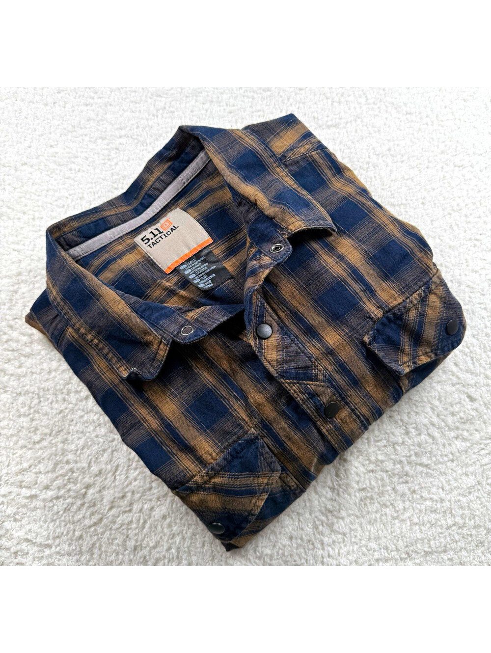 5.11 Tactical Peak Shirt Men’s Large Blue Brown Plaid Snap Front 72469